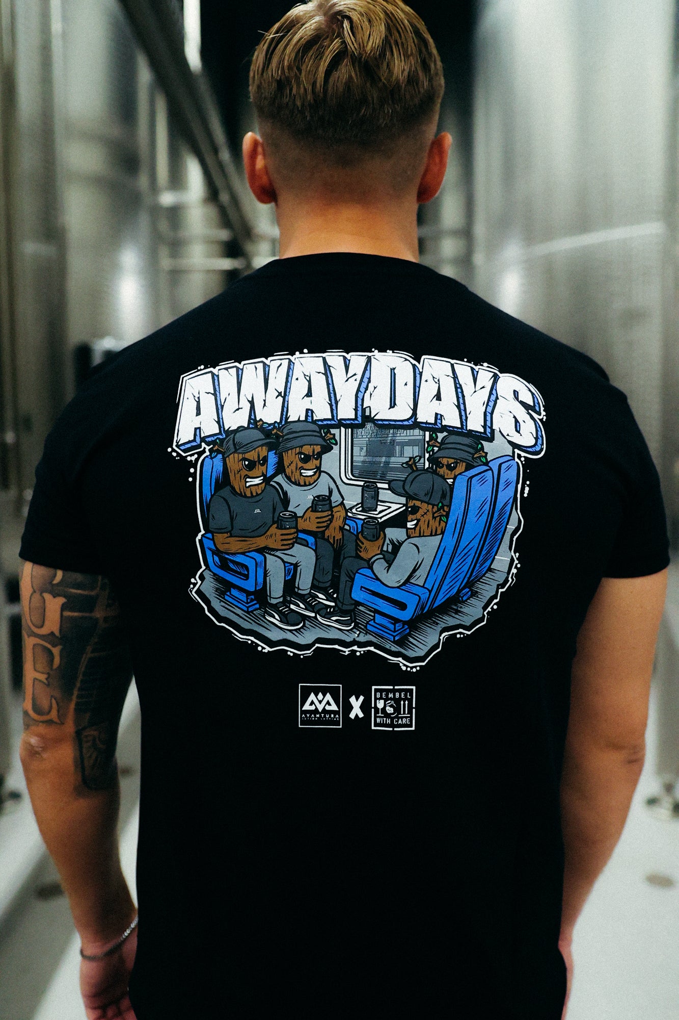 Avantura x Bembel black t-shirt back print AWAYDAYS graphic