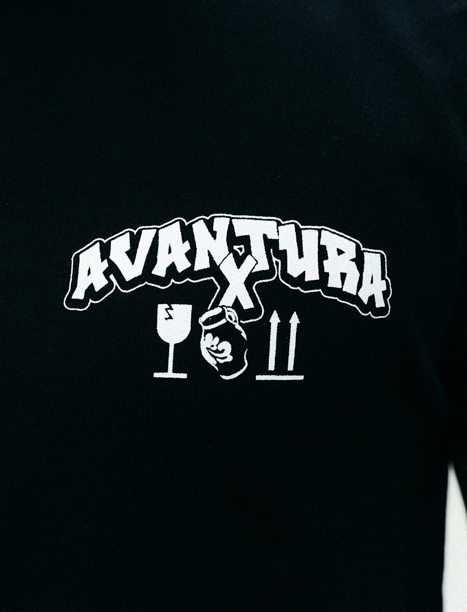 Avantura x Bembel black t-shirt white chest logo texture