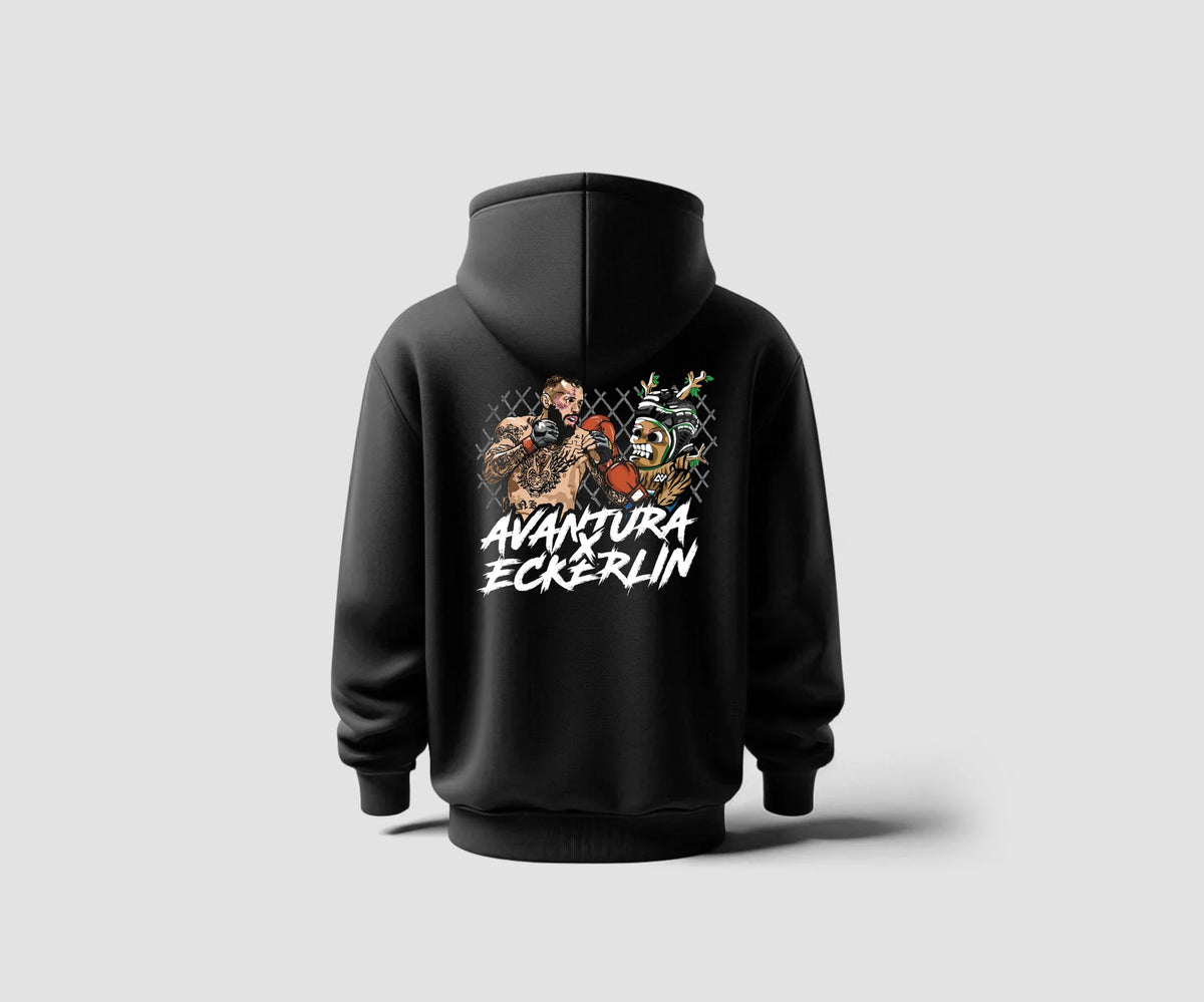 Black Avantura Eckerlin hoodie with large back MMA graphic print