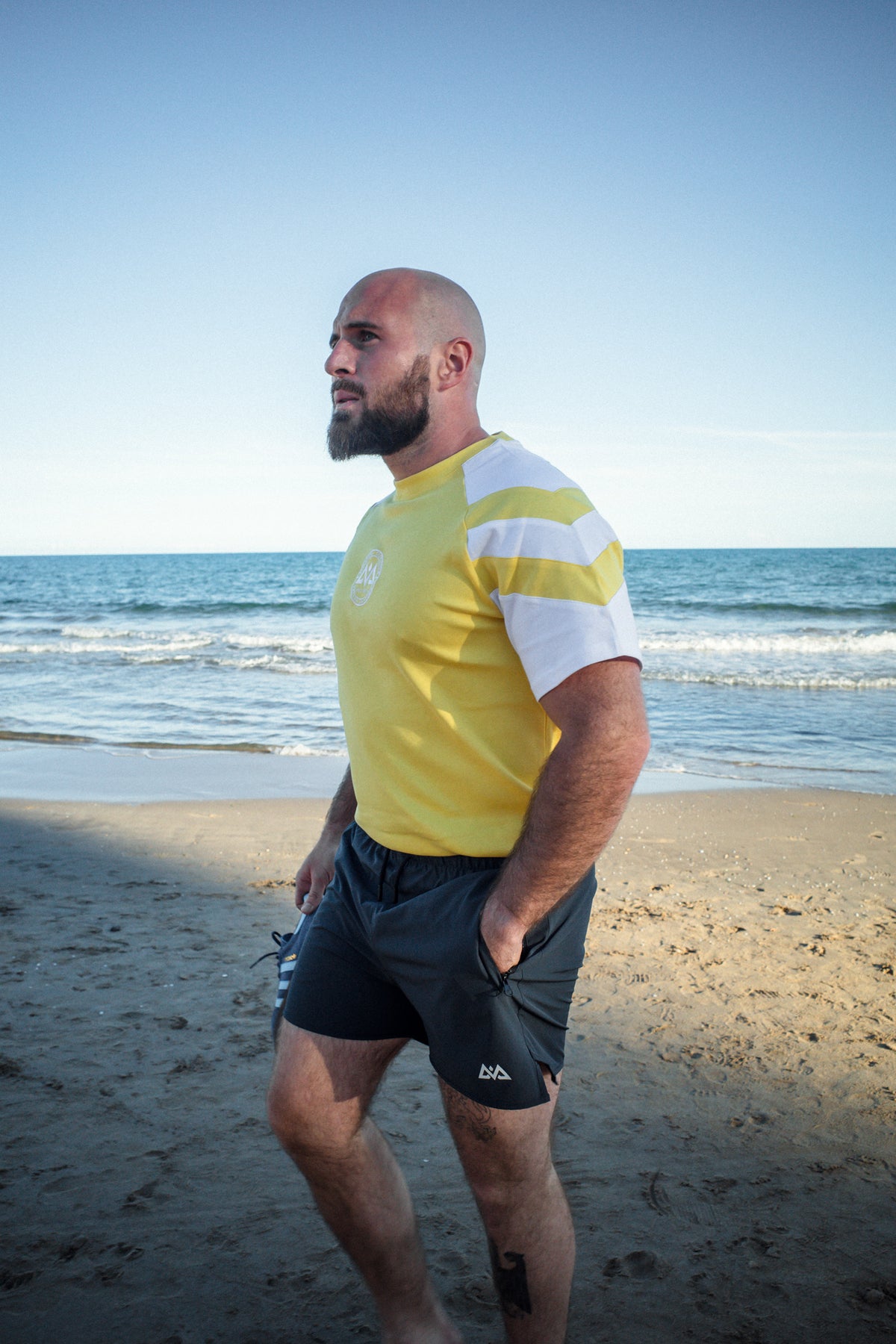 Yellow short sleeve t-shirt side profile
