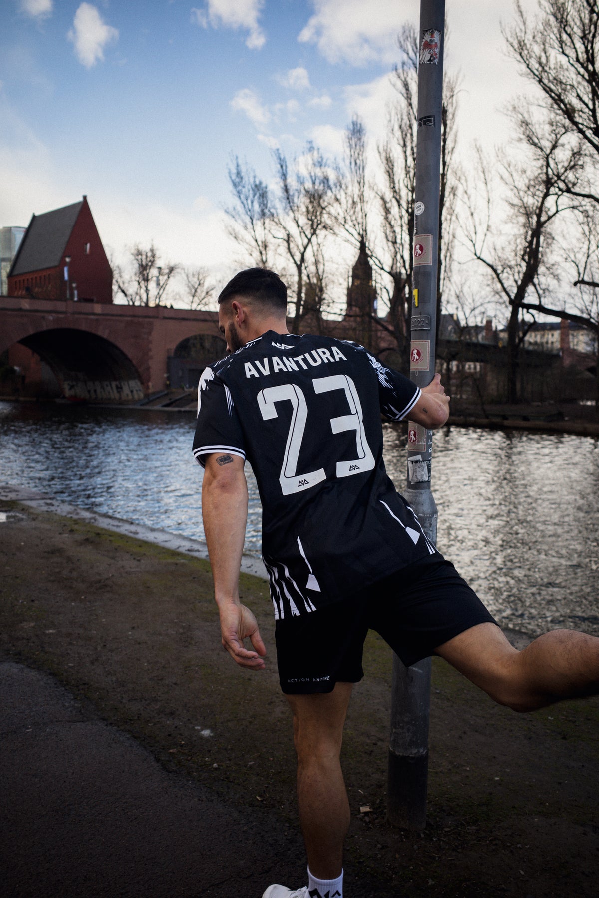 Back view of black jersey featuring large number 23 print