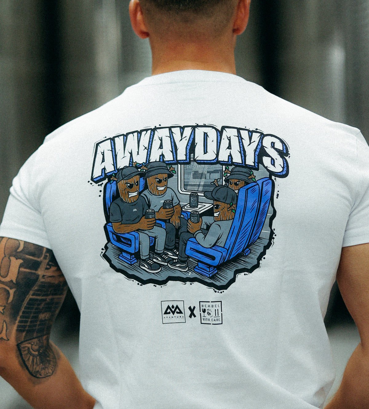 White T-shirt back print Awaydays acorn graphic
