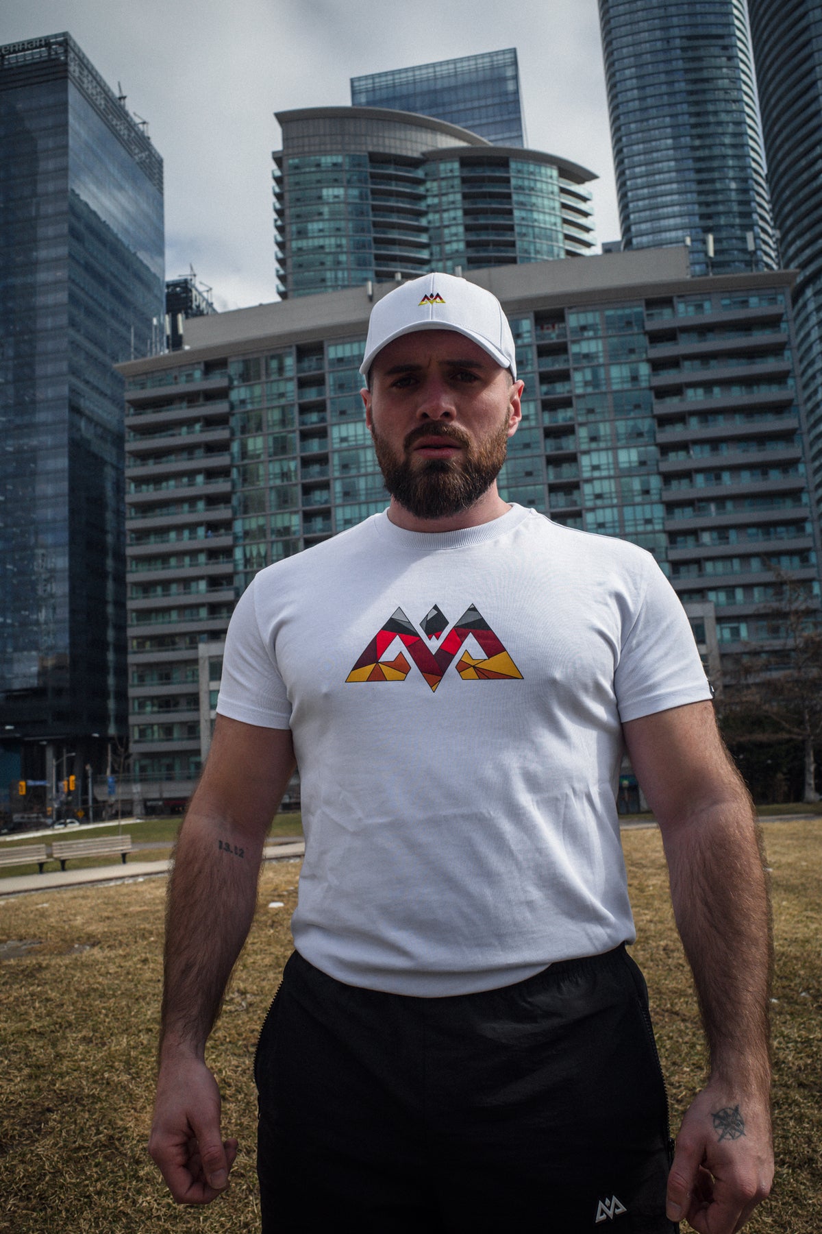 White Avantura MOSAIK T-shirt with geometric M logo