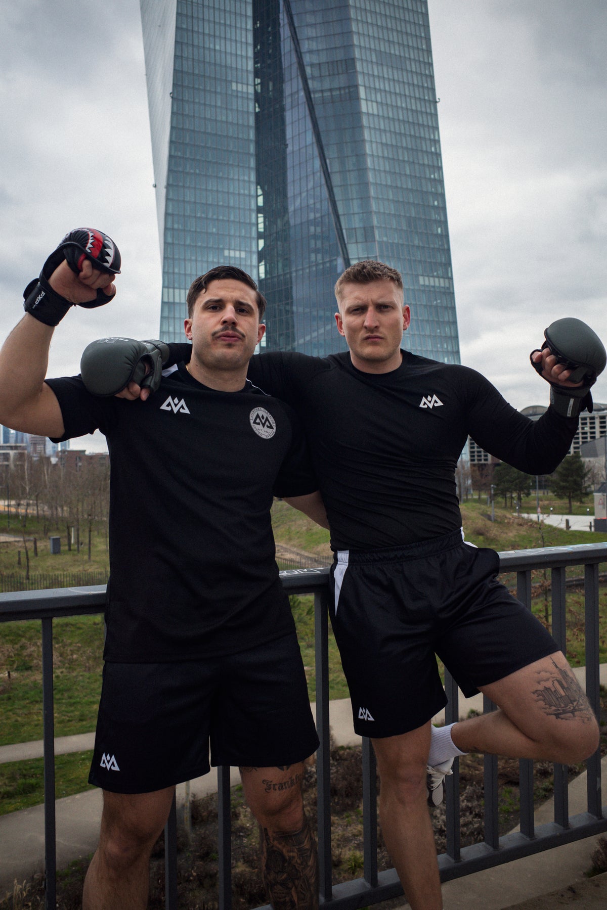 Black long-sleeve shirt with logo during outdoor training